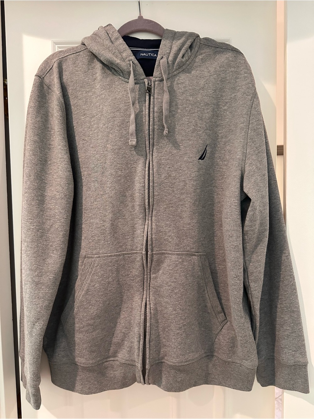 Nautica Men's Heather Gray Full-Zip Hooded Sweatshirt